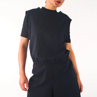 MINIMAL pullover | Short-sleeved blouse with low armholes | Wool