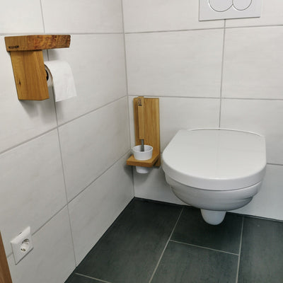 LARA Oak Toilet Brush Holder - Wall-mounted, Handmade