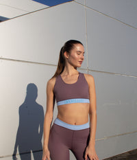 Sports Bra Lagonisi Purple Gray/Light Blue – Medium Support & Back Pocket — Ansicht 1