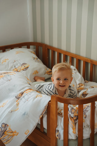 Leslis Kinderbettwäsche „Baustelle“ – Satin | Musselin | OEKO‑TEX