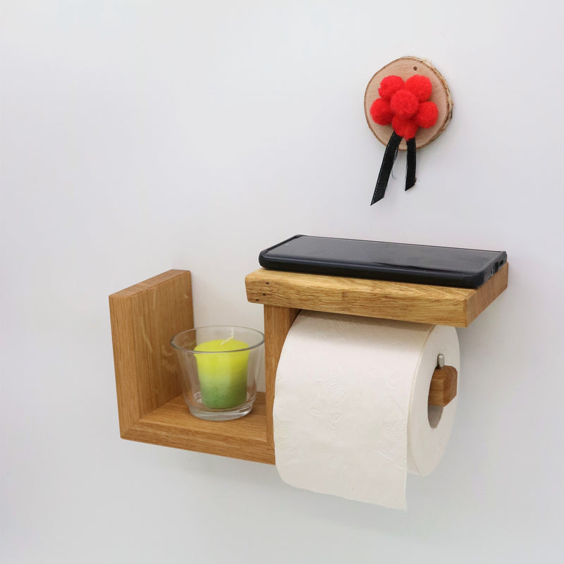 Toilettenpapierhalter LOTHAR Massivholz Eiche handgefertigt — Ansicht 4
