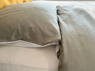 Damast go-green Bettwäsche-Set – Bamboo White/Green | 50% Baumwolle & 50% Lyocell | bügelleicht