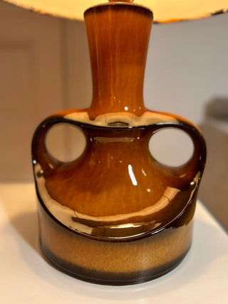 Mid Century Keramik Lampe von Göbel – Vintage Tischlampe | Kupferglasur | Handmade Schirm