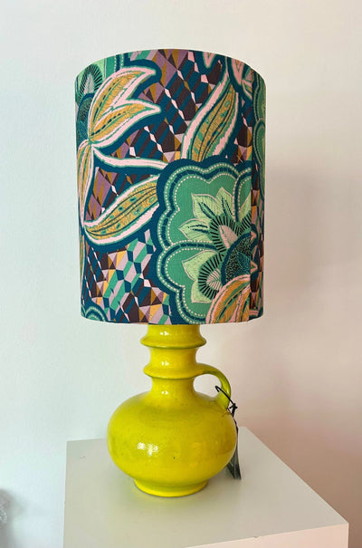 Table Lamp Steuler Handle Vase Pagoda Style Neon Yellow Mid Century Design