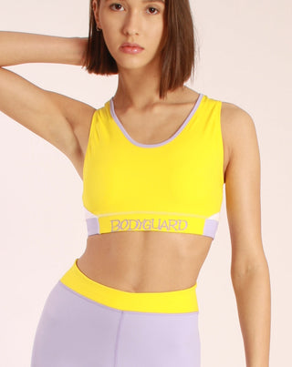Sports Bra Eyemouth – Yellow | Mittlerer Halt | Netz-Einsatz | Recyceltes ECONYL®