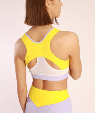 Eyemouth Sports Bra – Yellow | Medium support | Mesh insert | Recycled ECONYL®