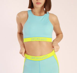 Sports Bra - Lipari – Pale Blue | High Neck | Kontrastdetails | Recyceltes ECONYL®