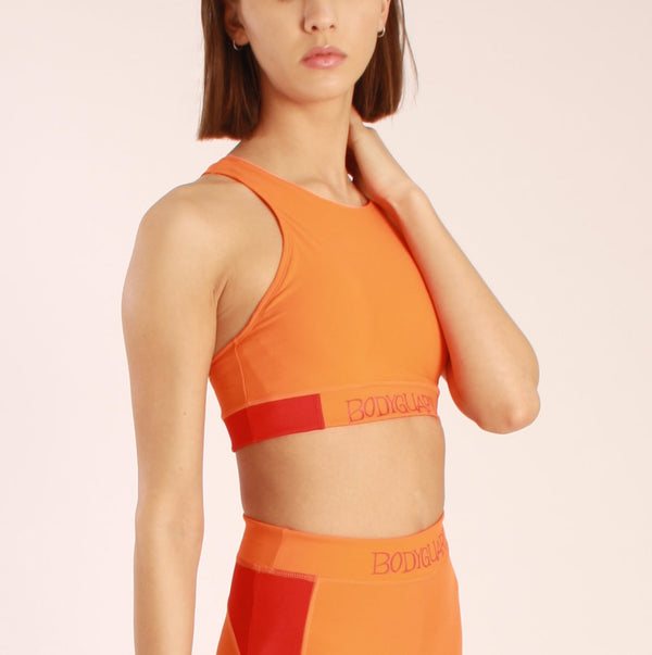 Sports Bra Lipari Orange High Neck Sustainable ECONYL® Medium Support