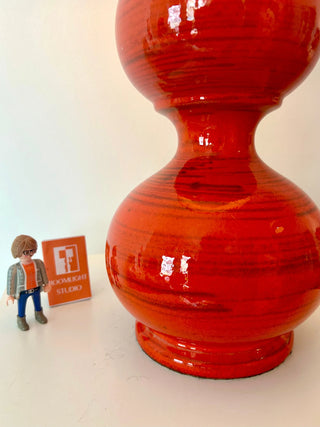 Space Age Stehlampe Kaiser Leuchten – Feuerrot | Mid Century Bubble-Design | Original Kaiser Idell