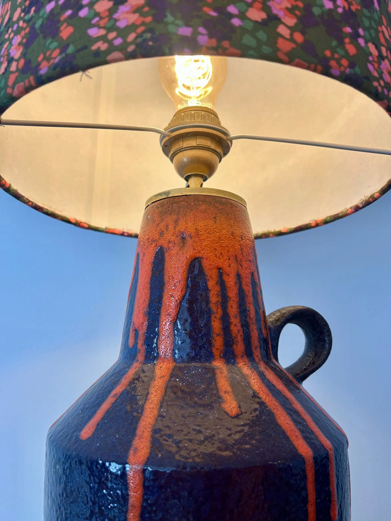 Table Lamp Luna Scheurich Fat Lava Ceramic – Dark Purple Orange Mid Century — Ansicht 4