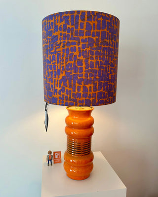 AK-Keramik Tischlampe – Orange | Mid Century Keramik | Handmade Schirm