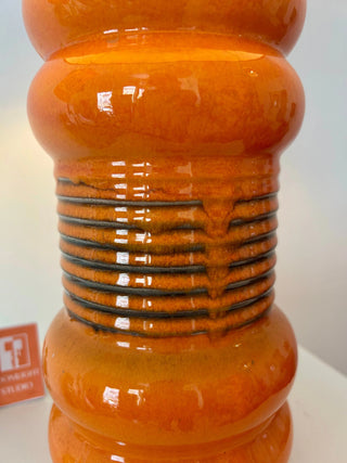 AK-Keramik Tischlampe – Orange | Mid Century Keramik | Handmade Schirm