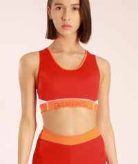 Sports Bra Eyemouth Rot – Elastisches Unterbrustband | Recyceltes ECONYL® | Netz-Einsatz — Ansicht 2