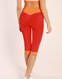 Capri Stratoni Red – High Waist Leggings mit Kontrastbund — Ansicht 3