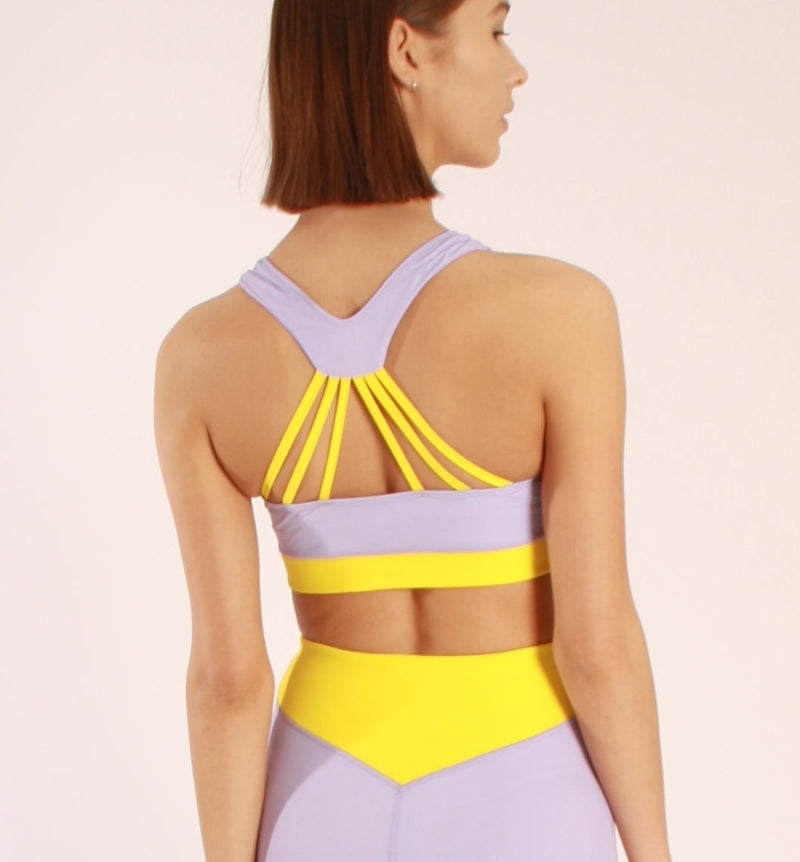 Sports Bra Lipari Lavendel – High Neck, ECONYL®, kontrastierende Träger — Ansicht 2