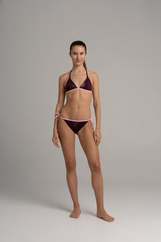 Fiji Bikini Pants Aubergine | ECONYL® | Metallic-Glanz