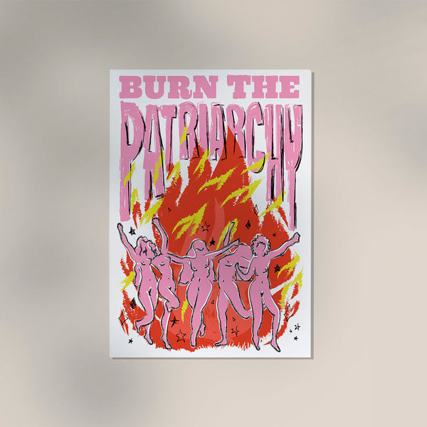 Burn the Patriarchy White Art Print – Kunstdruck von Bruna Silva