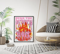 Burn the Patriarchy White Art Print – Kunstdruck von Bruna Silva — Ansicht 3