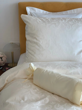 Damast Bettwäsche Set Isabella Creme – 100 % Baumwolle | 600 TC | Luxuriös & Pflegeleicht