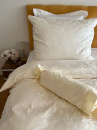 Damast Bettwäsche Set Isabella Creme – 100 % Baumwolle | 600 TC | Luxuriös & Pflegeleicht