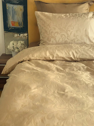 Damast Bettwäsche-Set Isabella Gold – 100 % Baumwolle | 600 TC | Luxuriöse Damast-Qualität