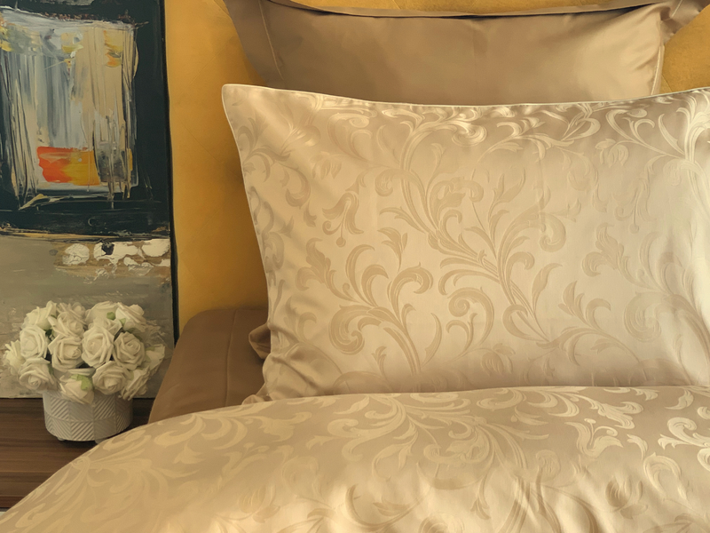 Damast Bettwäsche-Set Isabella Gold – 100 % Baumwolle, 600 TC, Made in Austria — von der Thannen Luxury Bedding