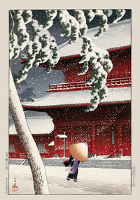 Geisha in the Snow by Hasui Poster – Japanische Winter-Szene | Fine Art Print | Canvas — Ansicht 3