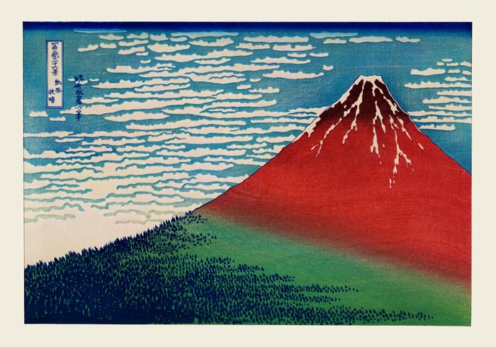 Mount Fuji Red Poster - Hokusai Ukiyo-e Woodblock Print Fine Art Edition — Ansicht 3