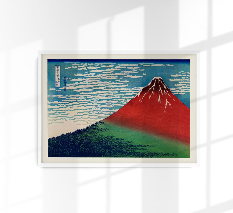Mount Fuji Red Poster - Hokusai Ukiyo-e Woodblock Print Fine Art Edition — Patroa Studio