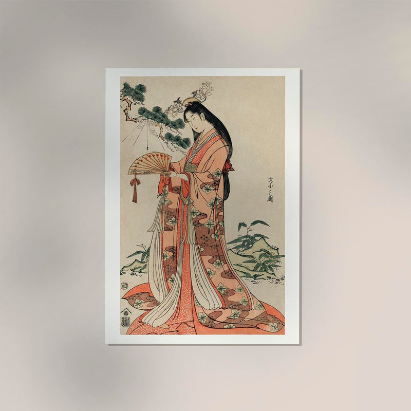Geisha with long hair by Eishi Hosoda Poster – Ukiyo-e Fine Art Print auf Papier oder Canvas — Ansicht 2
