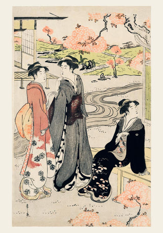 Three Geishas in Kimonos – Fine Art Print | Japanisches Design | Premium Qualität