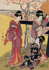 Utamaro Kitagawa – 3 Geishas at Cherry Blossom Garden Fine Art Print — Ansicht 3