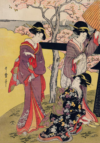 3 Geishas at Cherry Blossom Garden – Utamaro Kitagawa | Fine Art Print | Japanische Ästhetik