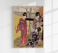 Utamaro Kitagawa – 3 Geishas at Cherry Blossom Garden Fine Art Print — Ansicht 1