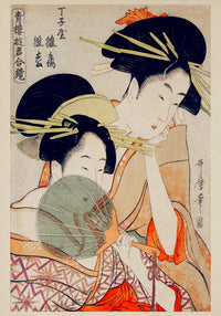 Two Geishas and a Green Fan by Utamaro Kitagawa – Japanischer Holzschnitt Fine Art Print — Ansicht 3