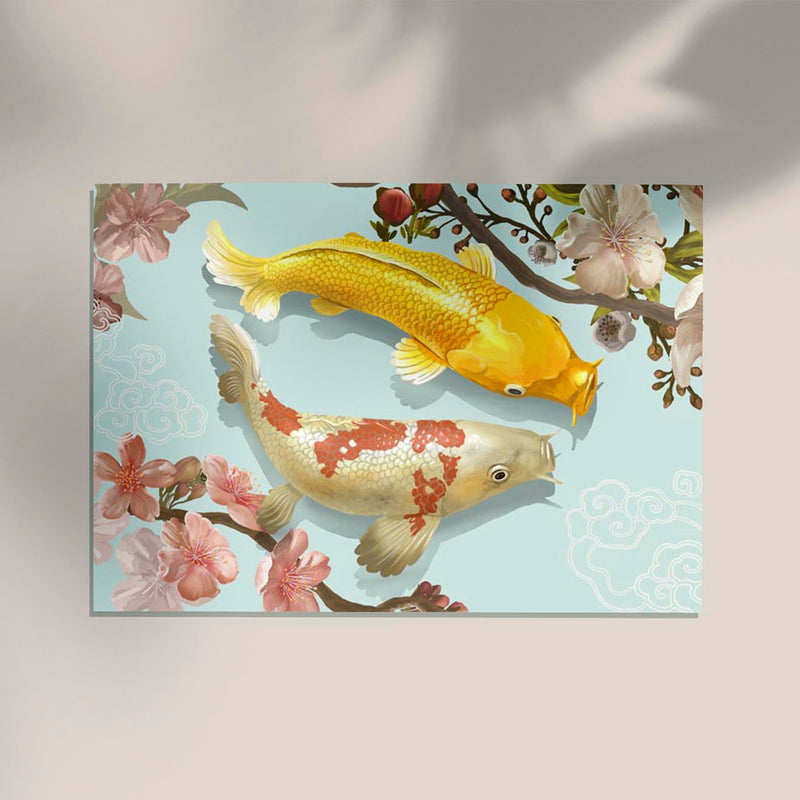 Koi Japanese Fish Poster Art – Fine Art Canvas Japanische Karpfenillustration — Ansicht 2