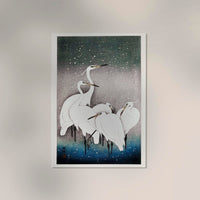 5 White Egrets in the Snow - Koson Art Print | Fine Art & Canvas — Ansicht 2