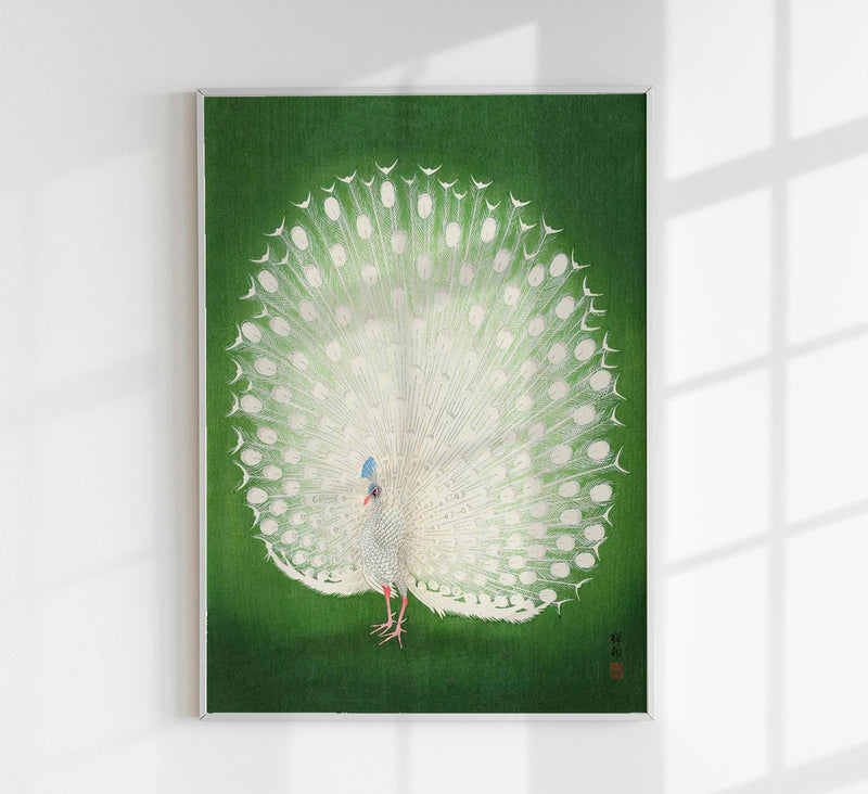 Green Peacock by Koson – Fine Art Print UV-resistent Canvas — Patroa Studio