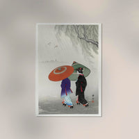 Two Women in the Rain by Ohara Koson – Japanischer Holzschnitt Kunstdruck — Ansicht 2