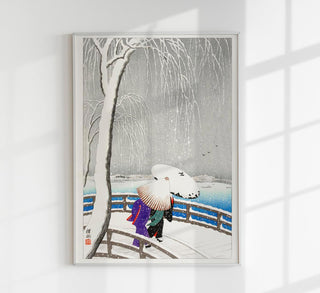 Two Women in the Snow on Yanagi Bridge – Ohara Koson | UV-beständig | Japanischer Winterdruck