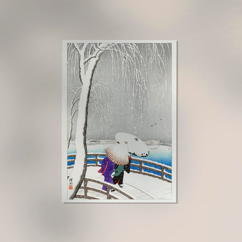Two Women in the Snow on Yanagi Bridge – Ohara Koson Kunstdruck UV-beständig — Ansicht 2