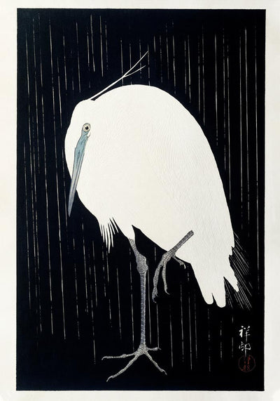 White Heron Dark Snow by Ohara Koson Poster – Japanischer Kunstdruck