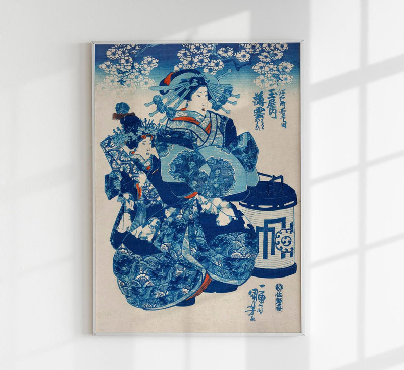 Blue Geisha by Kuniyoshi – Ukiyo-e Kunstdruck Wandbild Fine Art Print — Patroa Studio