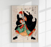 Samurai and Red Dots by Utagawa Kuniyoshi – Kunstdruck Poster — Ansicht 1