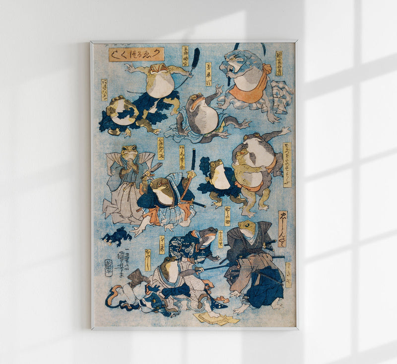 Samurai Frogs by Utagawa Kuniyoshi Poster – Japanischer Holzschnitt — Patroa Studio