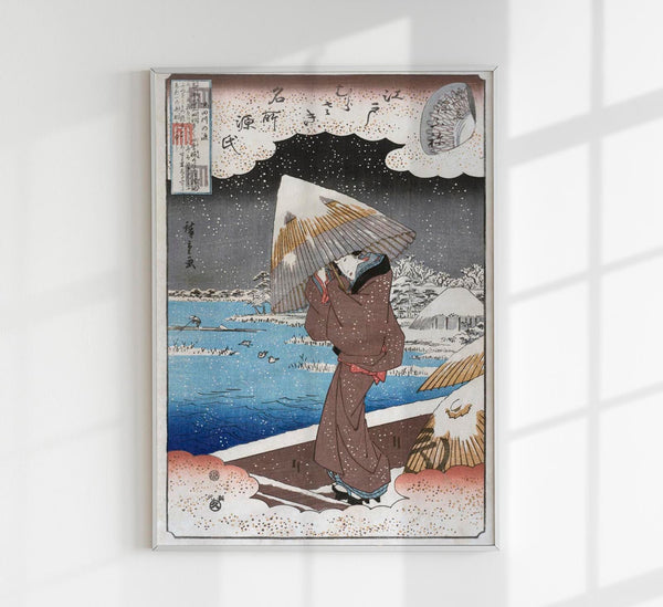 Lonely Geisha in the Snow Poster – Japanischer Kunstdruck