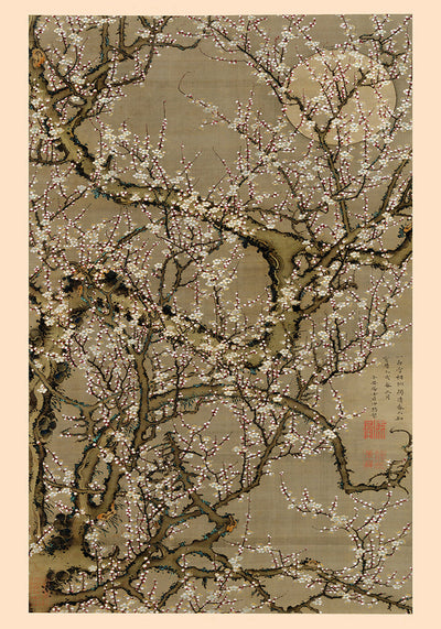 White Plum Blossoms and the Moon – Ito Jakuchu Art Print Fine Art Print