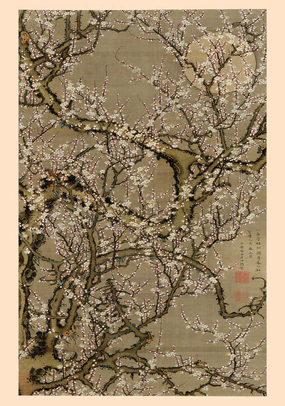 White Plum Blossoms and the Moon – Ito Jakuchu Kunstdruck Fine Art Print