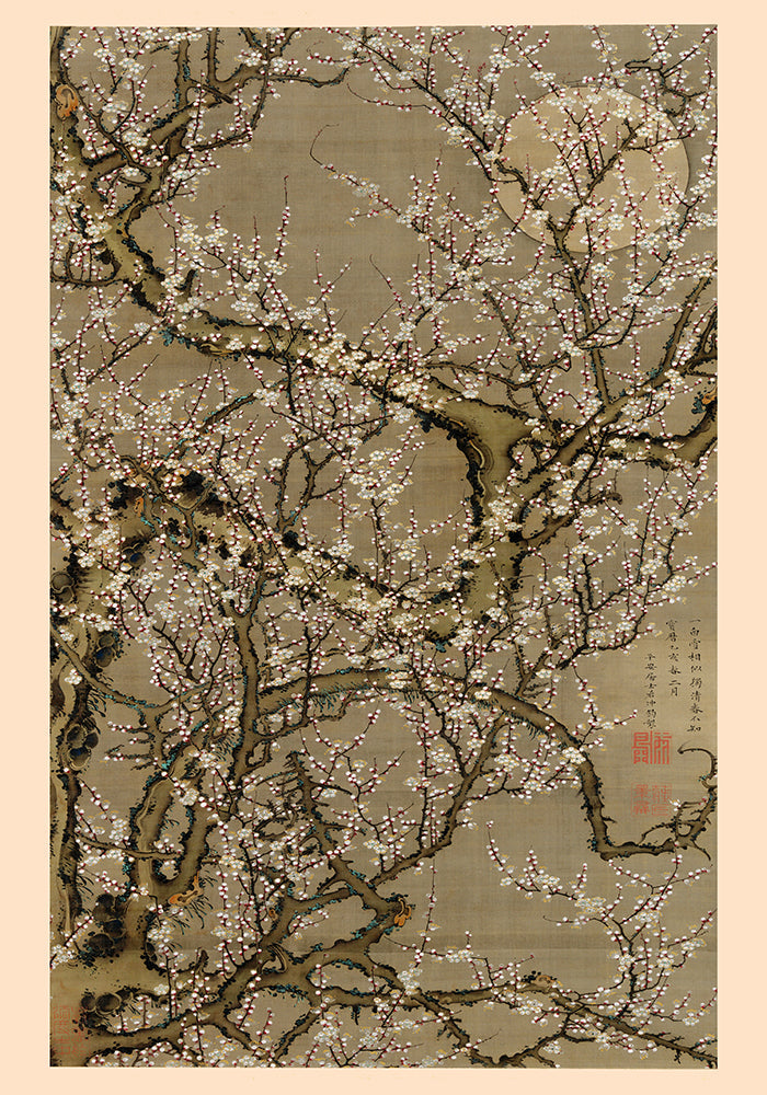 White Plum Blossoms and the Moon – Ito Jakuchu Kunstdruck Fine Art Print — Ansicht 4