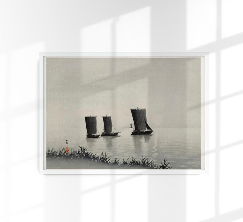 Fishing Boats by Ohara Koson Poster – Japanischer Holzschnitt | Fine Art Print — Patroa Studio
